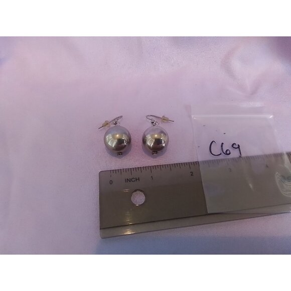 Vintage Silver Tone Ball Drop Earrings With Fishhook Backs - Picture 3 of 3
